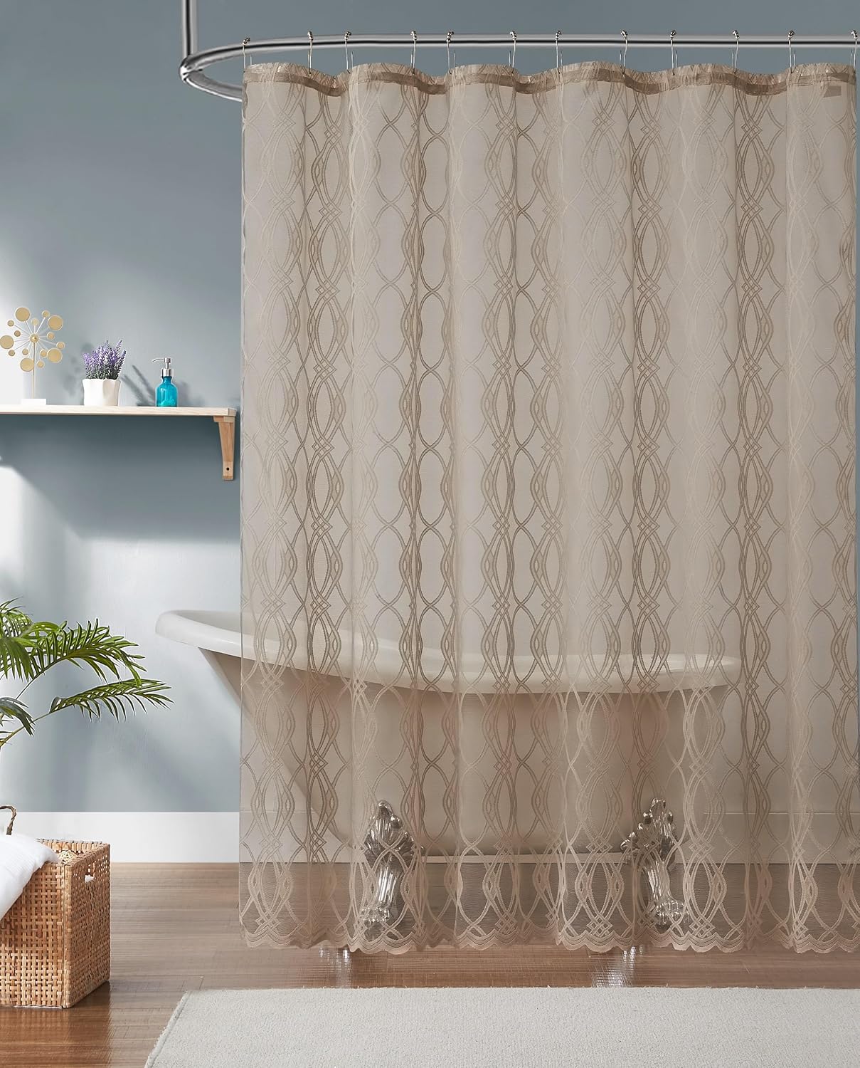 Warm Home Designs Cortina de ducha moderna de 72 pulgadas de largo. Cortina de...