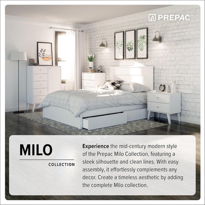 Prepac Milo Mid-Century Moderna mesita de noche con 2 cajones con estante...