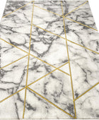 Alfombra de área moderna con patrón de mármol en gris dorado crema para sala de...