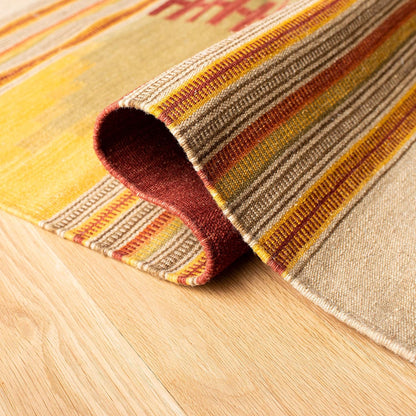 Kilim Collection NVK177A Alfombra cuadrada de lana tribal del suroeste de 7