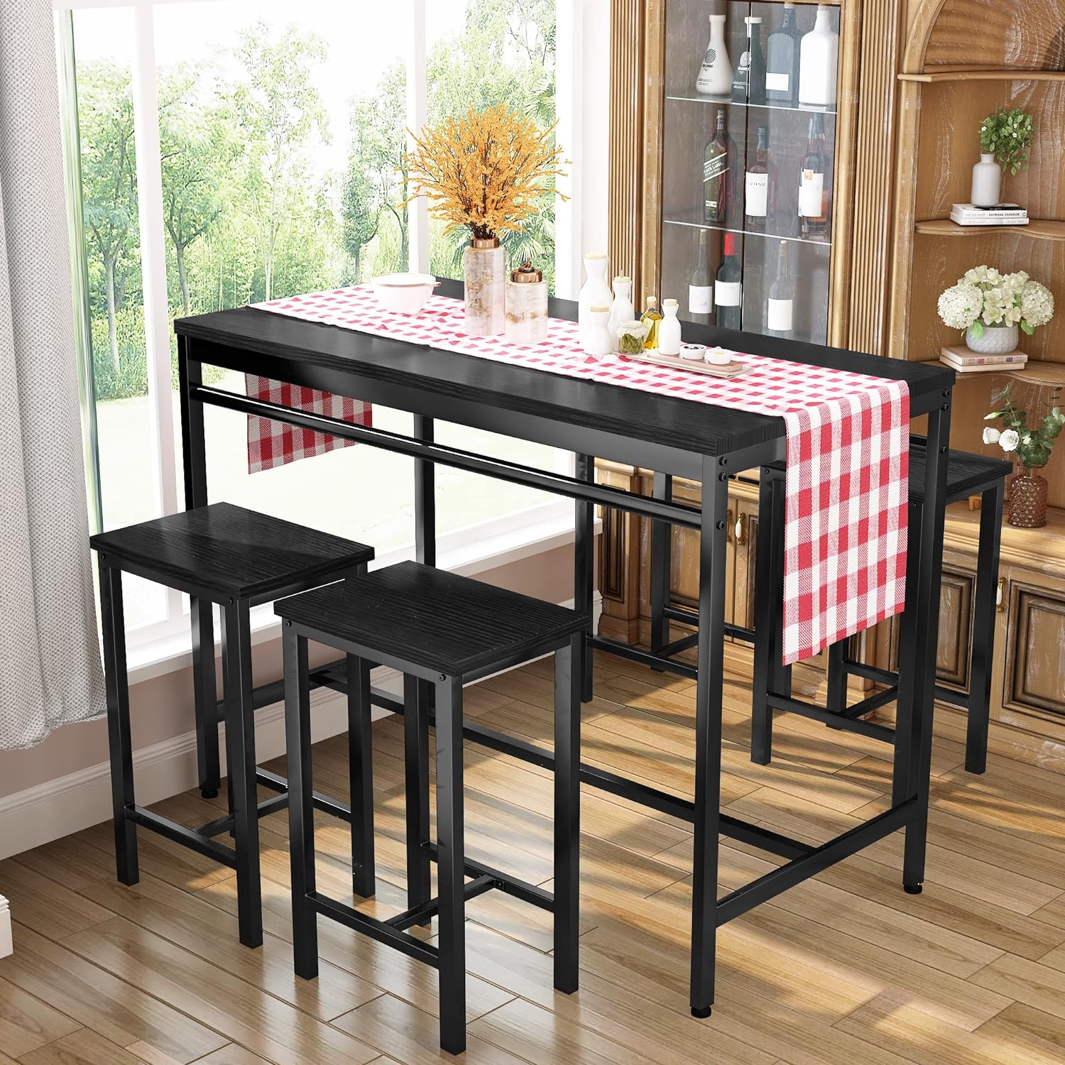 Juego de mesa de comedor de 5 piezas, mesa de cocina moderna y sillas para 4,