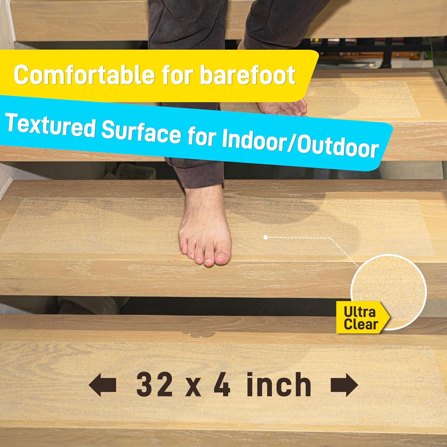 LifeGrip - Cinta antideslizante para peldaños de escalera (15 unidades),...