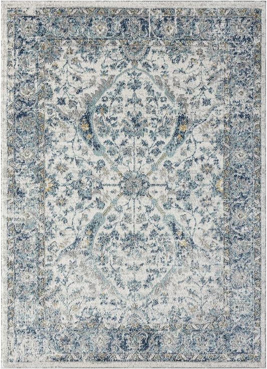 Euston Collection 8060 Alfombra oriental moderna color marfil de 6 x 9 pulgadas