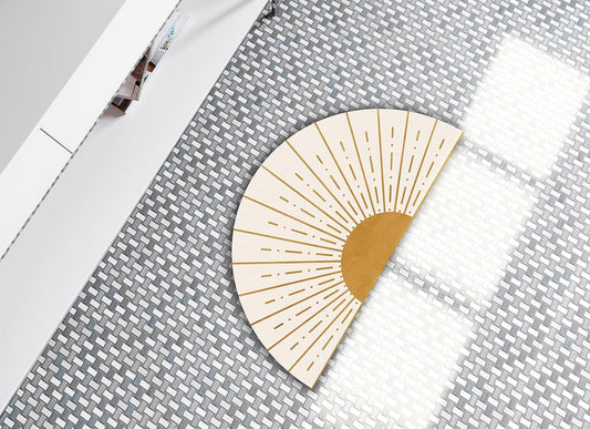 Mingnei Tapete de baño retro bohemio con forma de sol y amanecer y sol de...