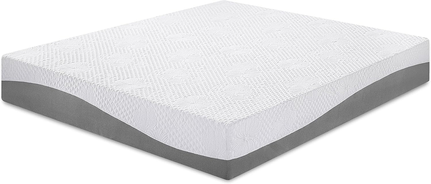 PrimaSleep Colchón matrimonial de espuma viscoelástica de gel de 10 pulgadas,