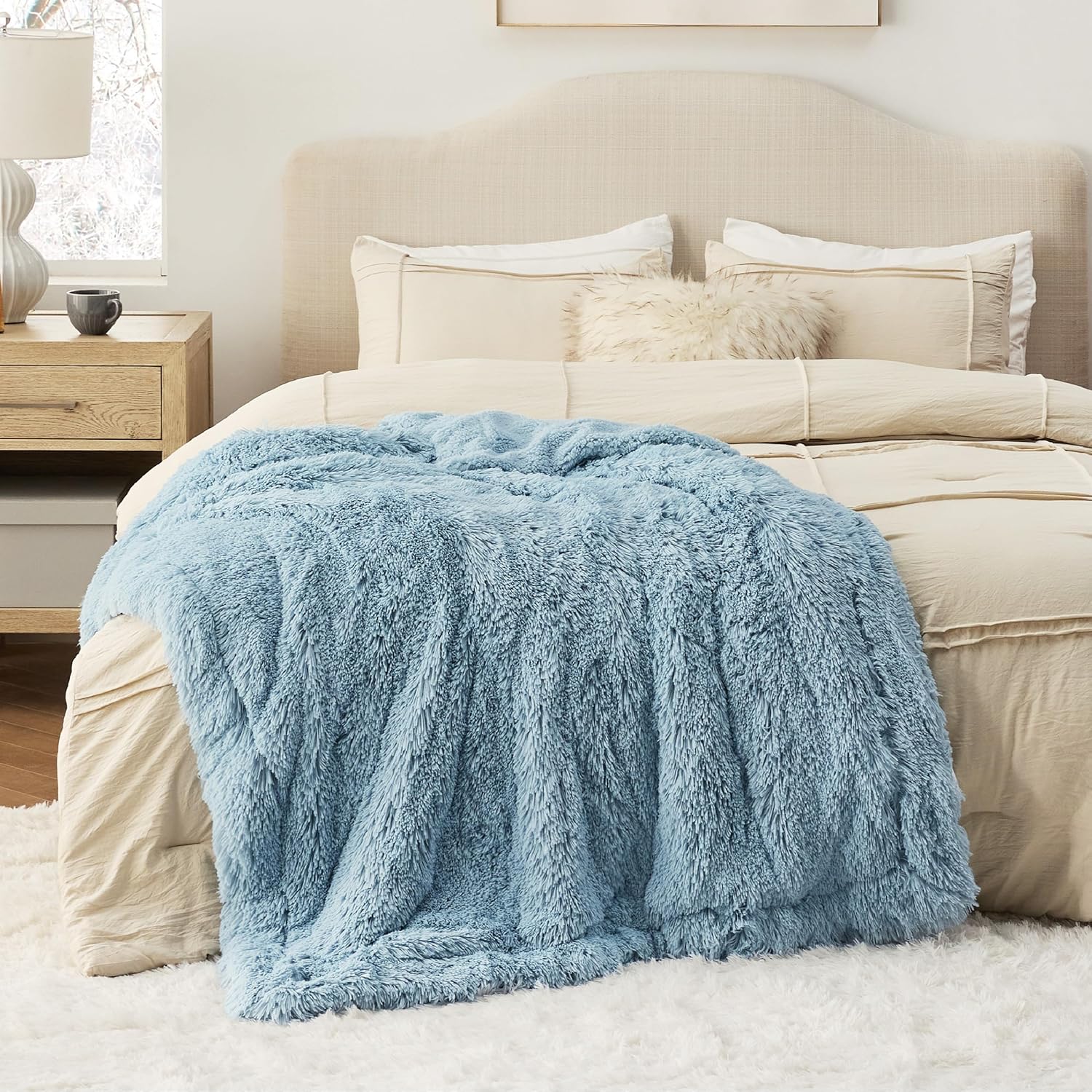 Bedsure Manta azul esponjosa, regalos para mujeres, hombres, forro polar suave,...