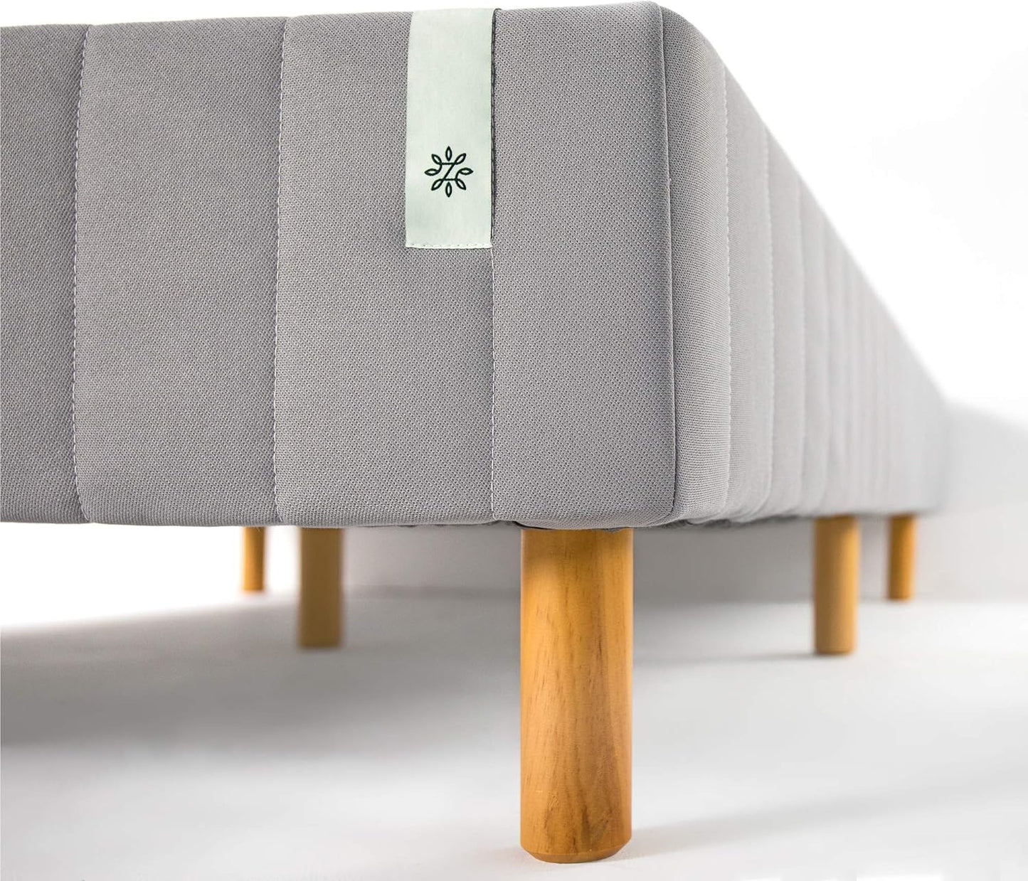 Colchón Justina con somier tipo plataforma y patas, Acero Tela Madera, Gris