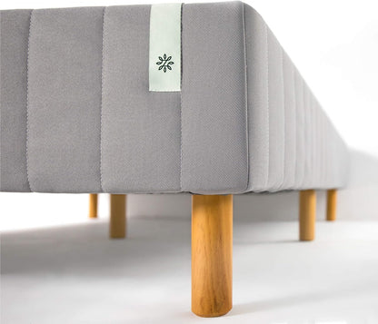 Colchón Justina con somier tipo plataforma y patas, Acero Tela Madera, Gris