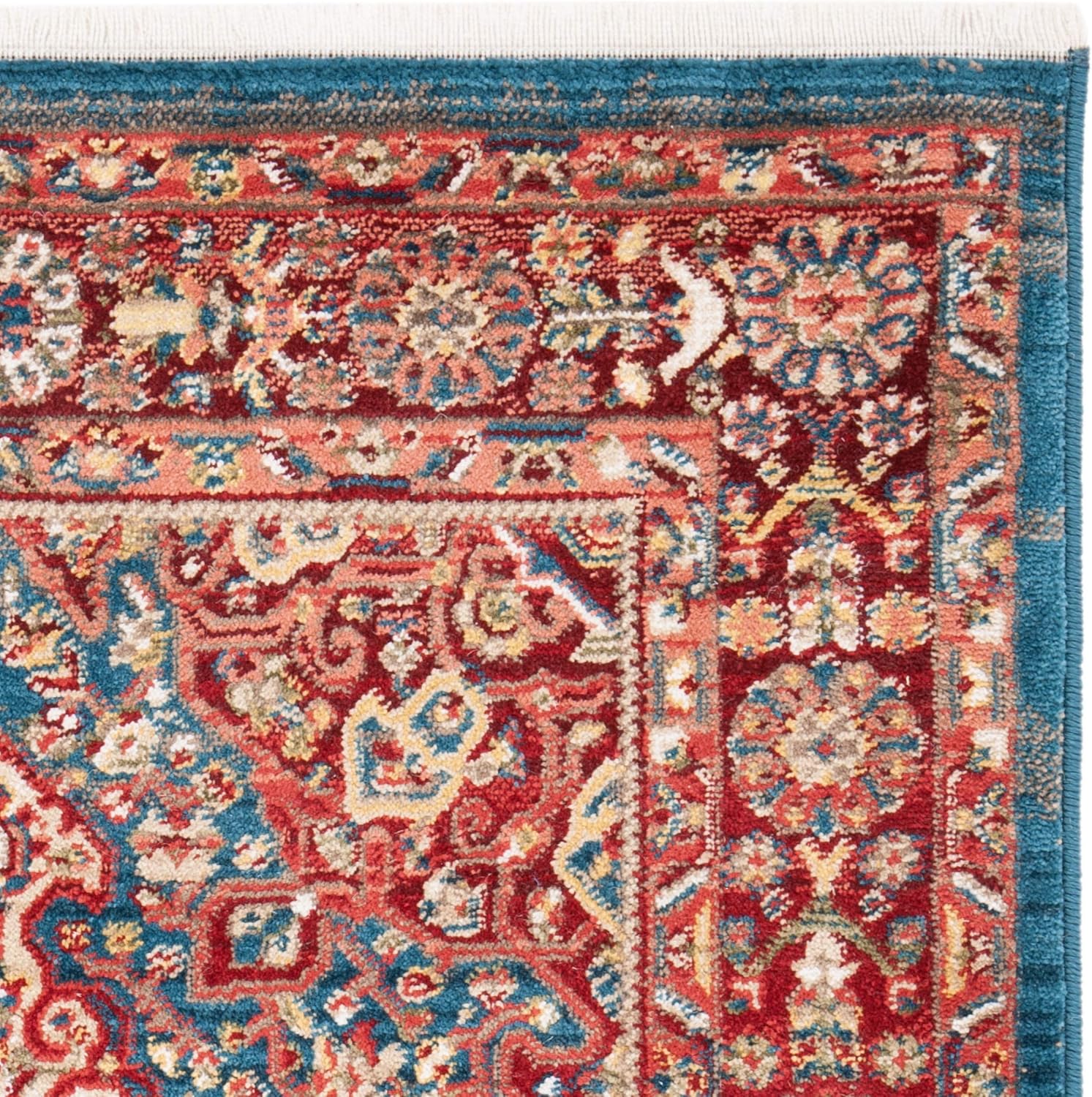 SAFAVIEH Kashan Collection - Alfombra de área de 9 x 12 pies 6 pulgadas, azul y...