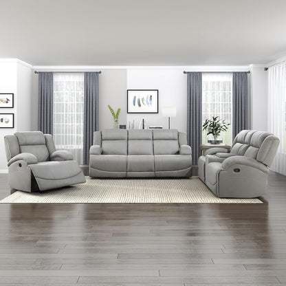 Lexicon Landwood - Sofá biplaza reclinable doble manual, color gris