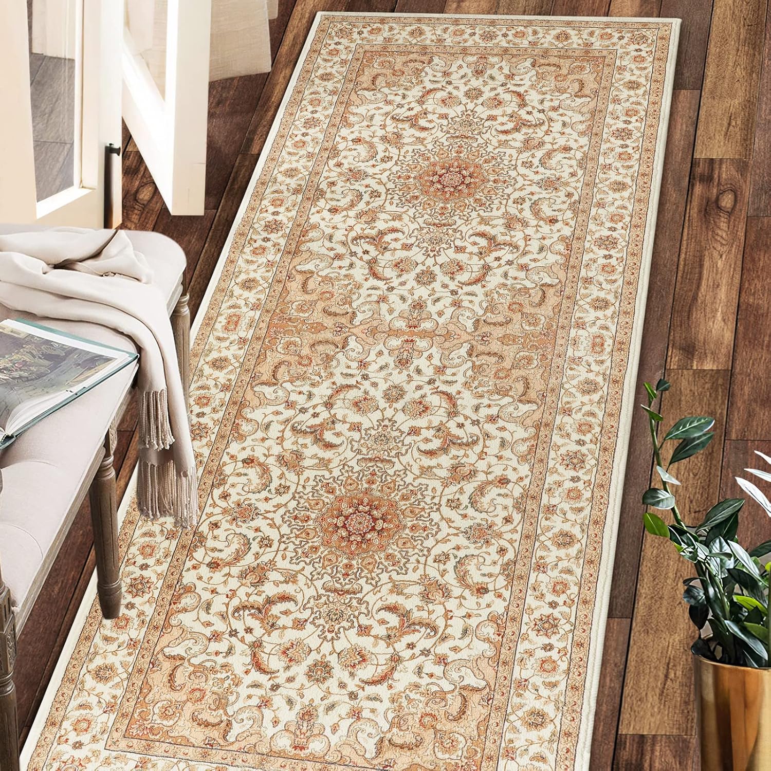 COMSLE Alfombra bohemia de 2 x 6 pies, lavable para pasillo, de lana sintética,...