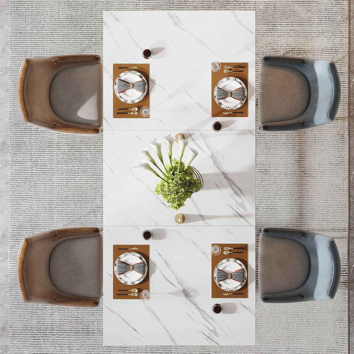 Tribesigns Mesa de comedor rectangular de 63 pulgadas para 4 a 6, mesa de...