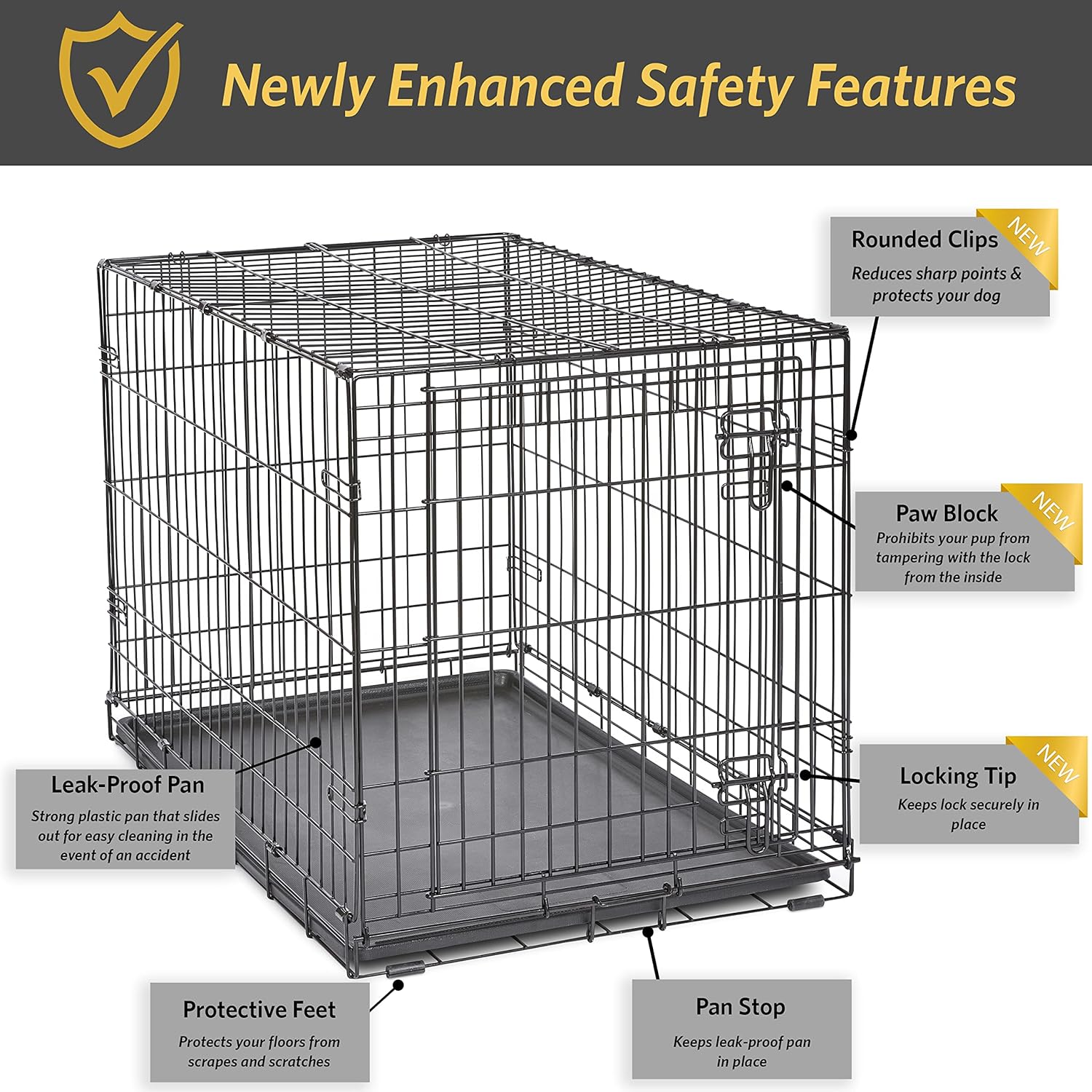 Jaula de metal para perros, con puerta simple o doble, plegable de New World,...