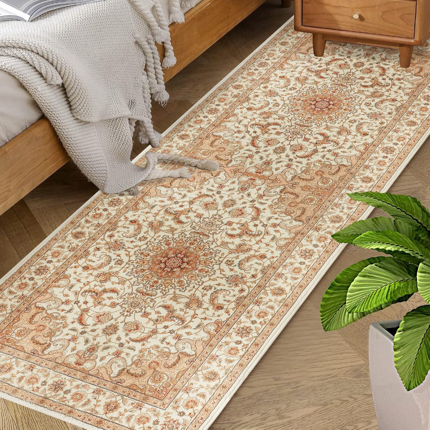 COMSLE Alfombra bohemia de 2 x 6 pies, lavable para pasillo, de lana sintética,...