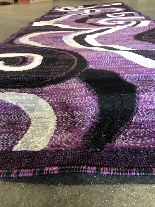 Americana Alfombra moderna para corredor, diseño morado, gris, negro, gris, 144