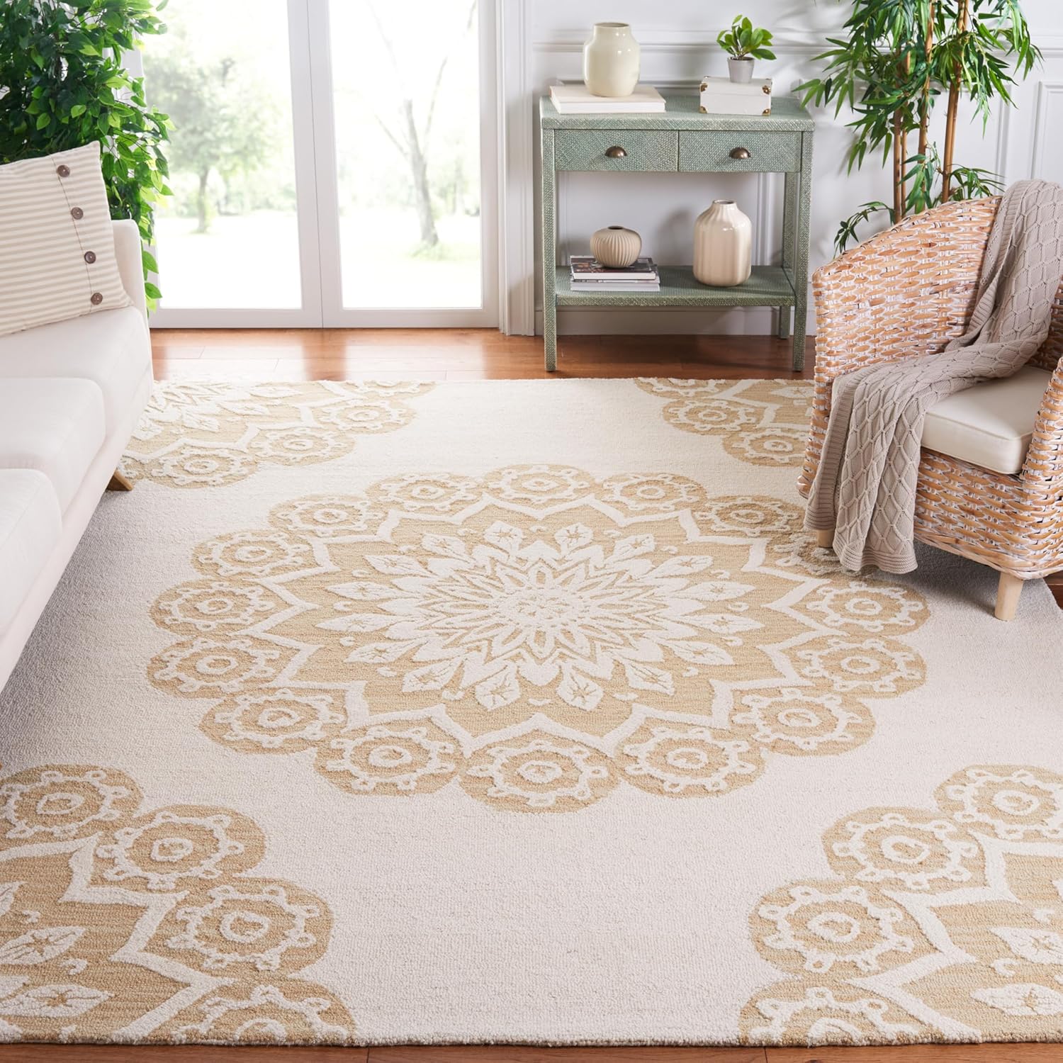 SAFAVIEH Blossom Collection - Alfombra de área de 8 x 10 pies, marfil y beige,...