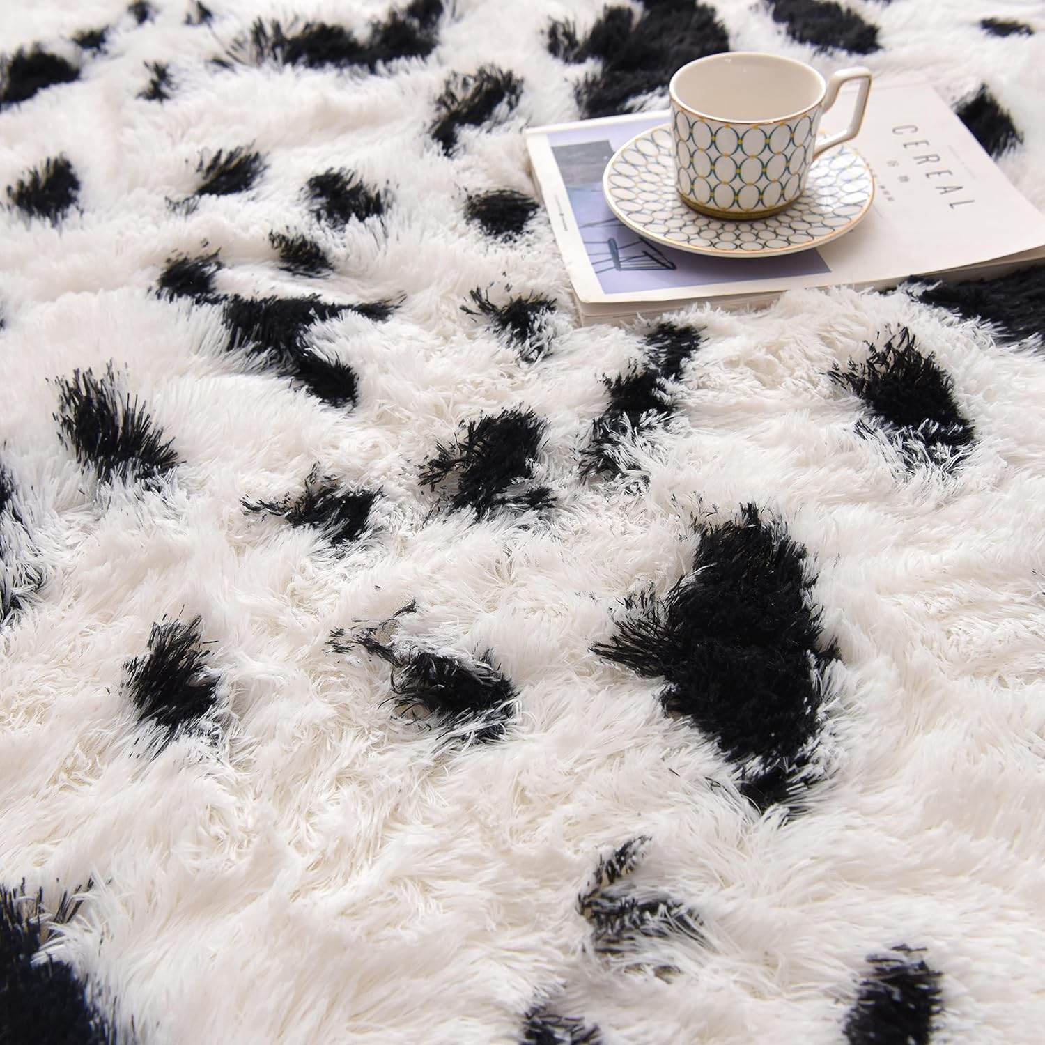 Meeting Story Alfombra con estampado de vaca, alfombra de piel de vaca...
