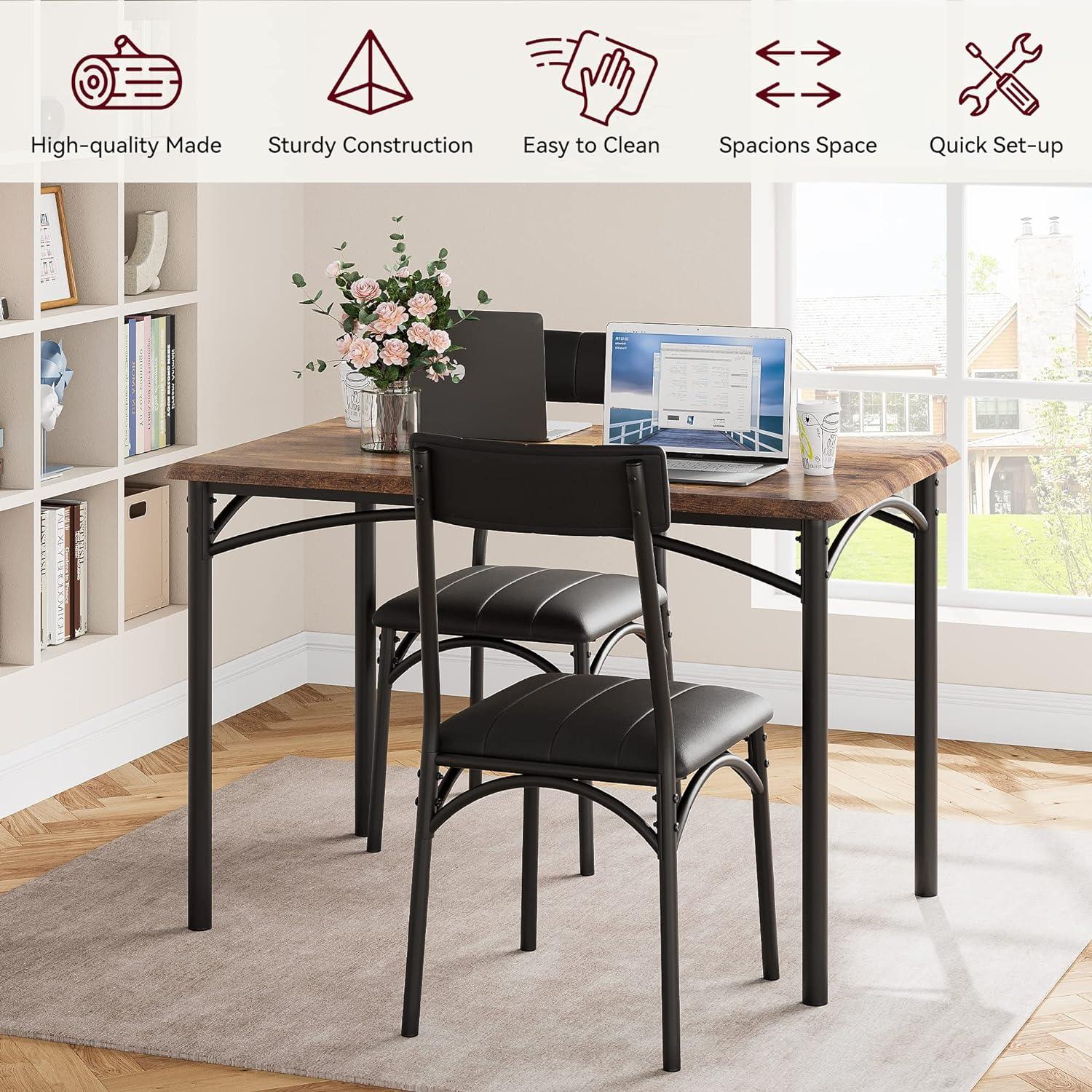 GAOMON Juego de mesa de comedor para 4, mesa de cocina y sillas para 4 personas