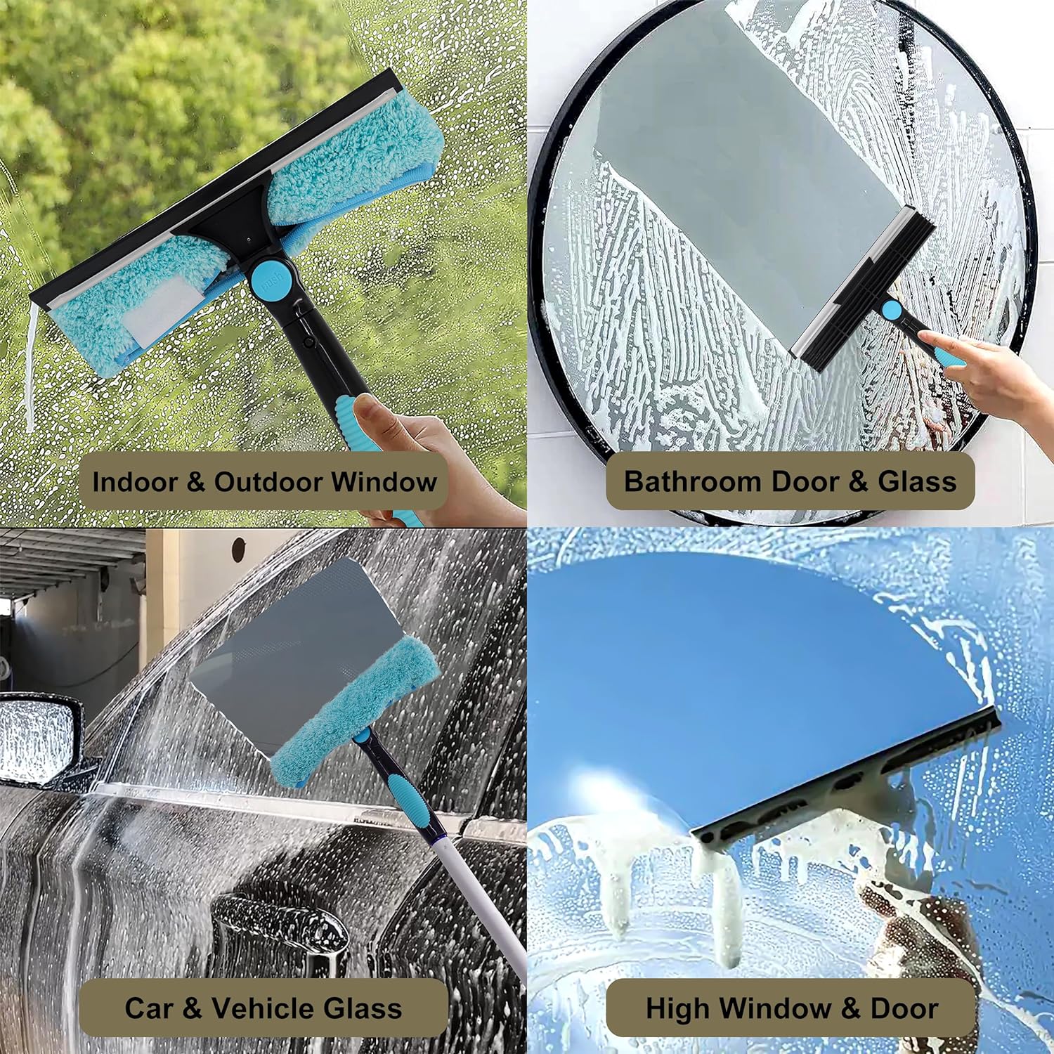 Combo de limpieza de ventanas giratorio y limpiador de ventana de microfibra