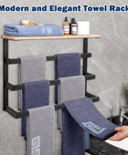 NearMoon Toallero colgante para baño, toallero de metal grueso con estante de...