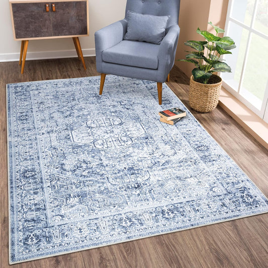Bloom Rugs - Tapete tipo medallón tradicional para sala de estar, lavable y...