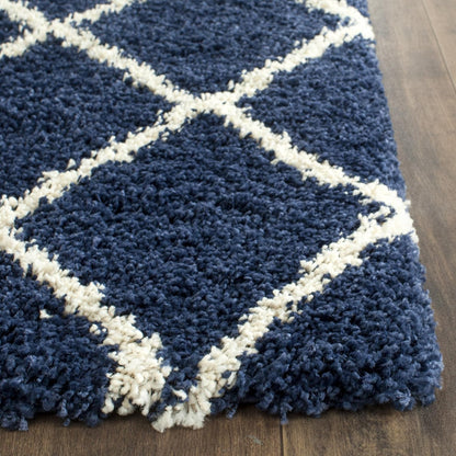 Colección Hudson Shag Alfombra decorativa, 4 x 6 pies, azul marino y marfil,