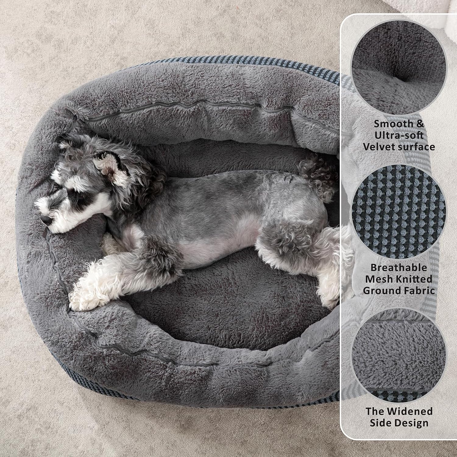 Camas medianas lavables para perros medianos, cama rectangular para perros de