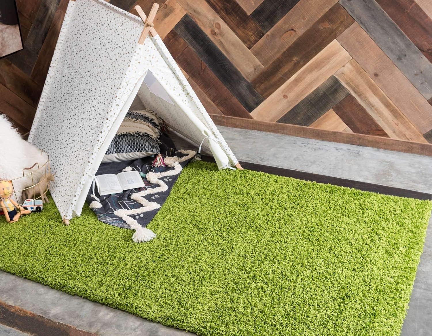 Solid Shag Collection Tapete de área, rectangular, 6 pies y 1 pulgada x 9 pies,