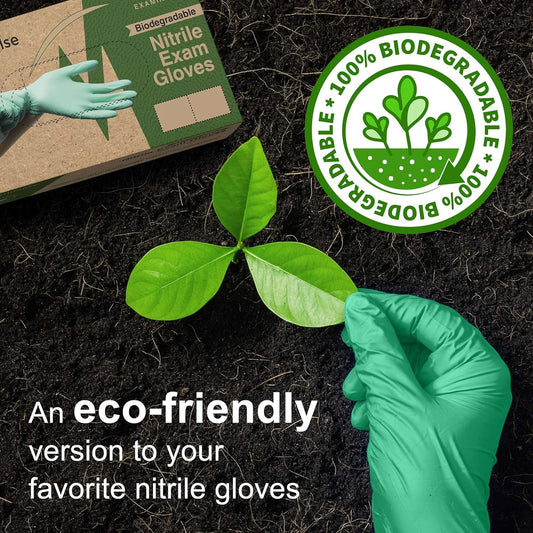 Biodegradable Disposable Nitrile Gloves, 150 Count, Green Food Safe Cooking
