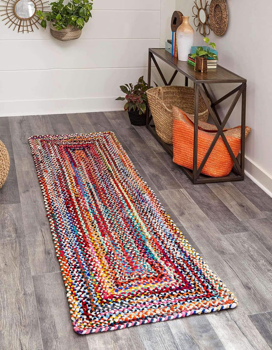 Alfombra trenzada de la colección Chindi Capa (2 pies 7 pulgadas x 8 pies,
