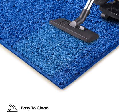 Furnish my Place Alfombra moderna de felpa de color azul índigo, alfombra de
