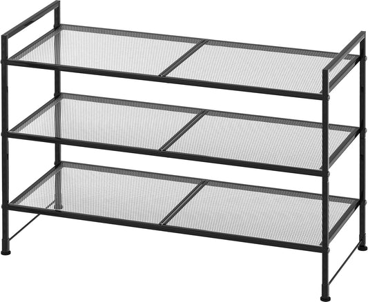 Simple Houseware Zapatero apilable de malla de 3 niveles, negro