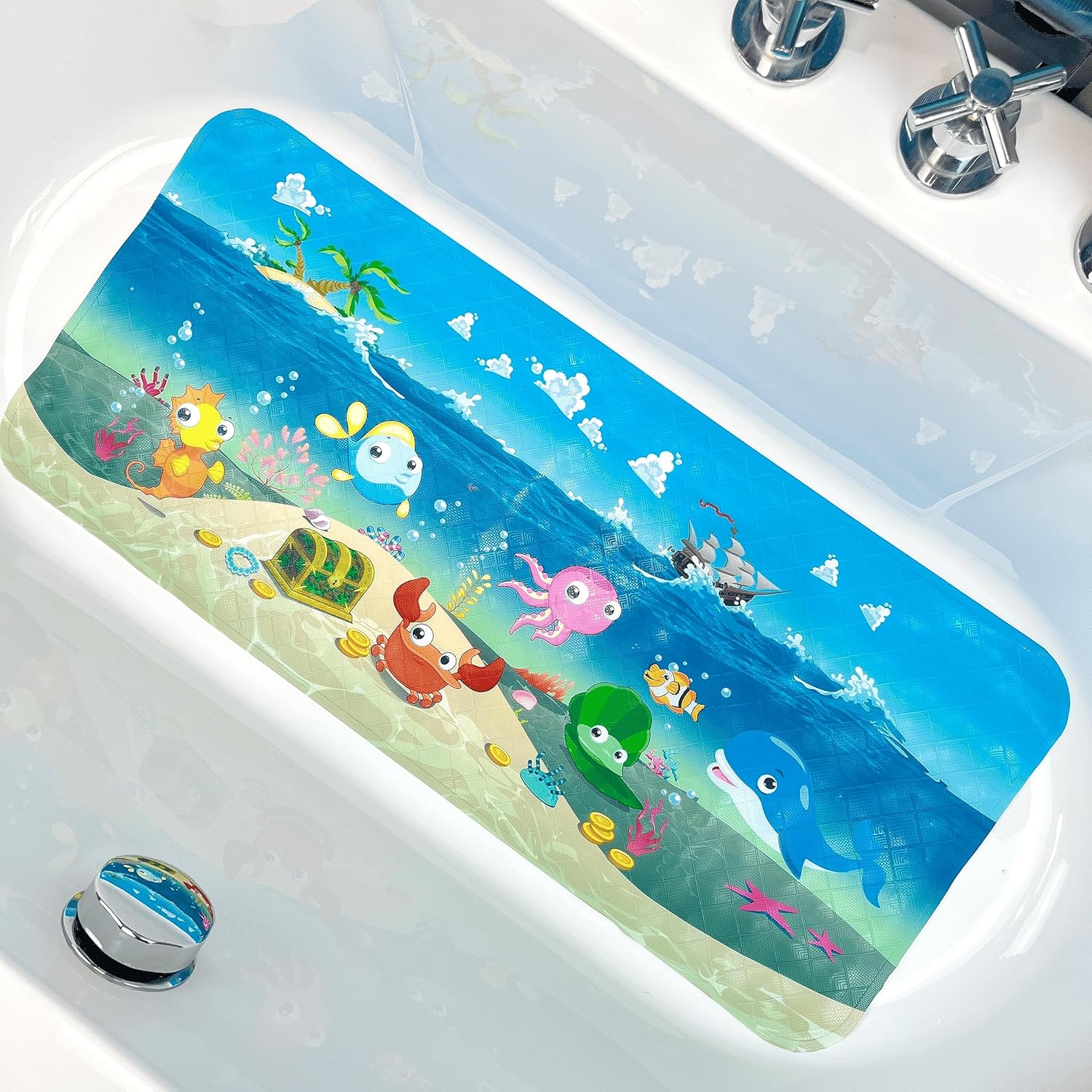 BOPPIE Tapete de baño antideslizante para bañera para niños, tapete de baño...