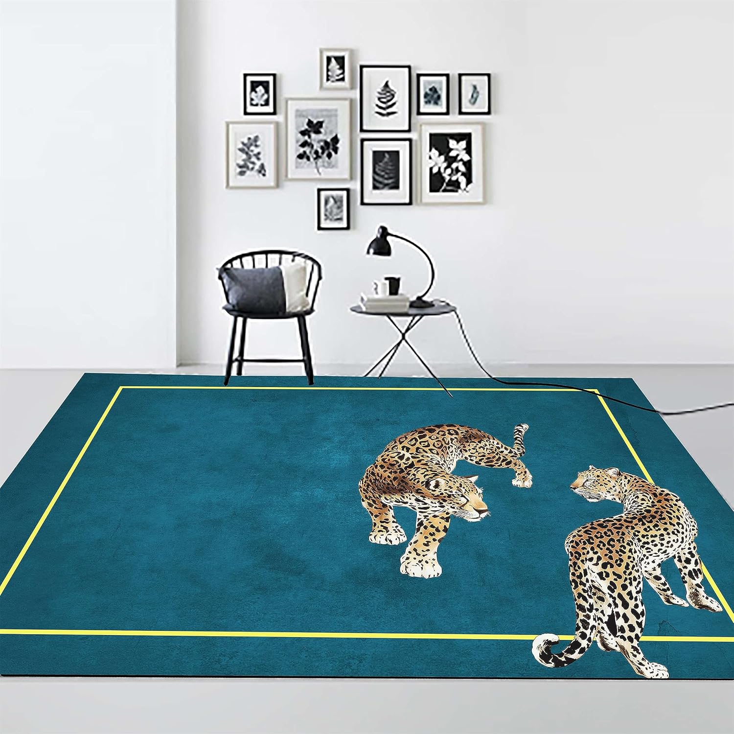 Alfombras de área de leopardo, 3 x 5 pies, estampado de hoja de palma de...