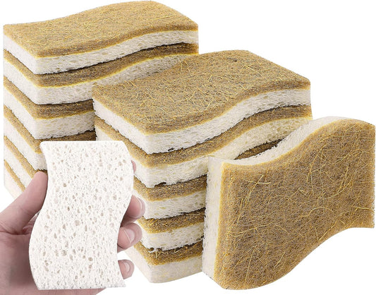 Paquete de 12 esponjas naturales, esponjas de cocina ecológicas, esponjas
