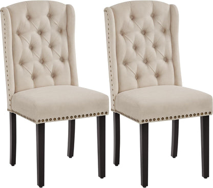 Sillas de comedor tapizadas de tela, sillas de cocina copetudas con patas de