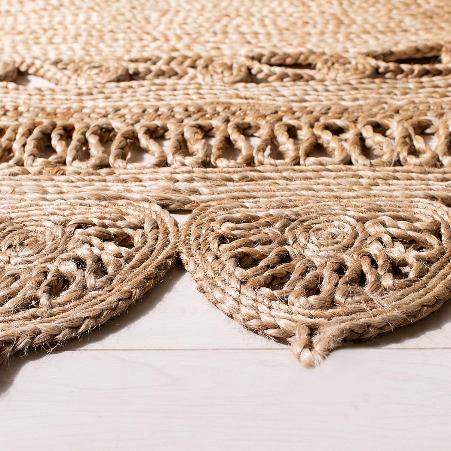 NFB251A Alfombra ovalada de 4 x 6 pies, natural, hecha a mano, estilo bohemio