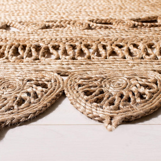 NFB251A Alfombra ovalada de 4 x 6 pies, natural, hecha a mano, estilo bohemio