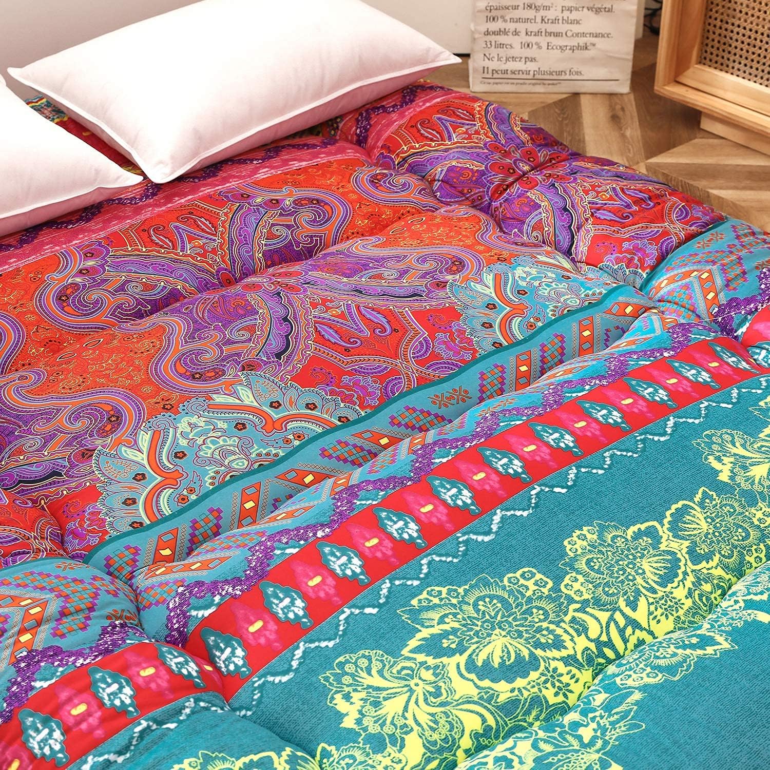 MAXYOYO Colchón de suelo bohemio estilo floral bohemio tatami japonés cama...
