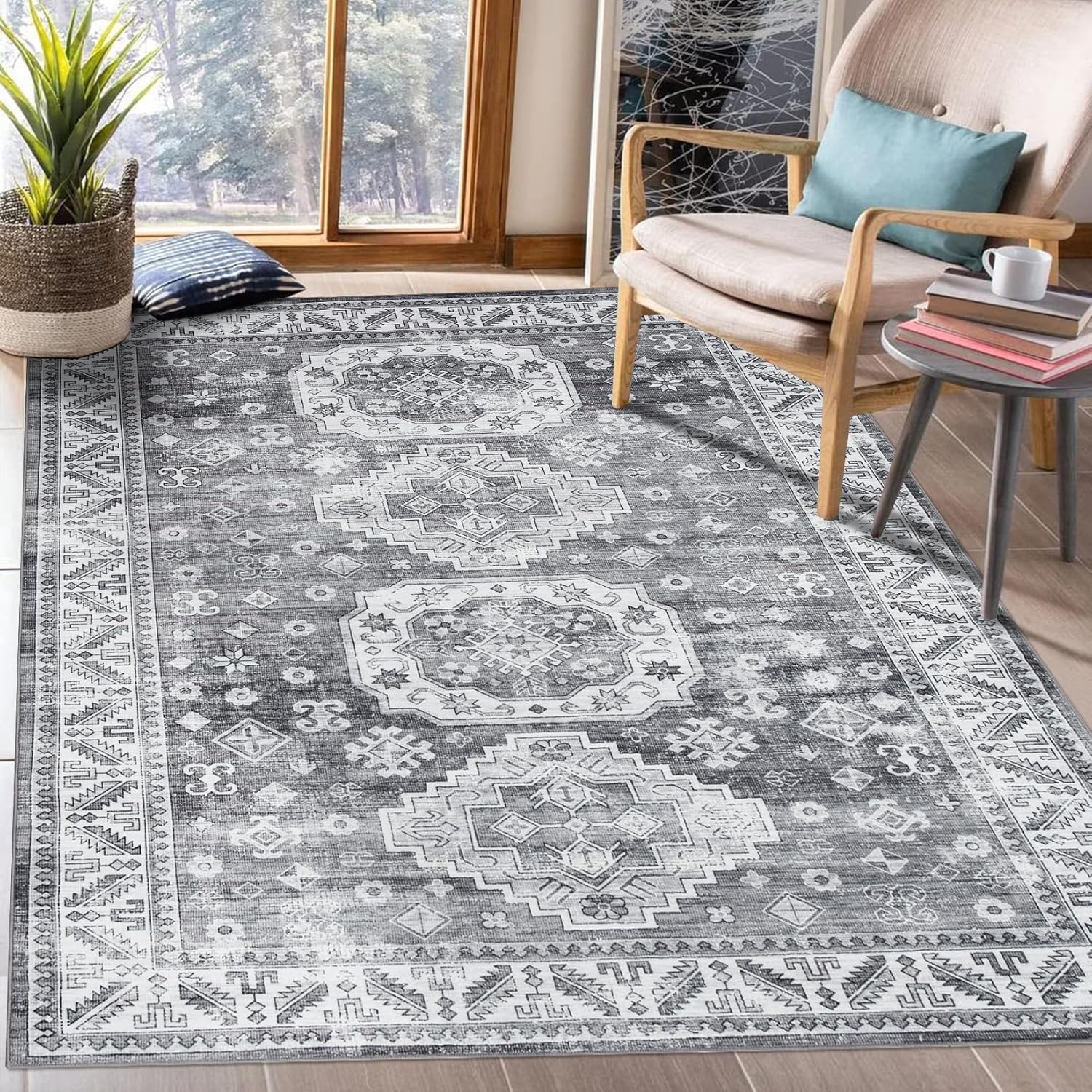 Alfombra de área grande de 9 x 12 pies, alfombra oriental para interiores,