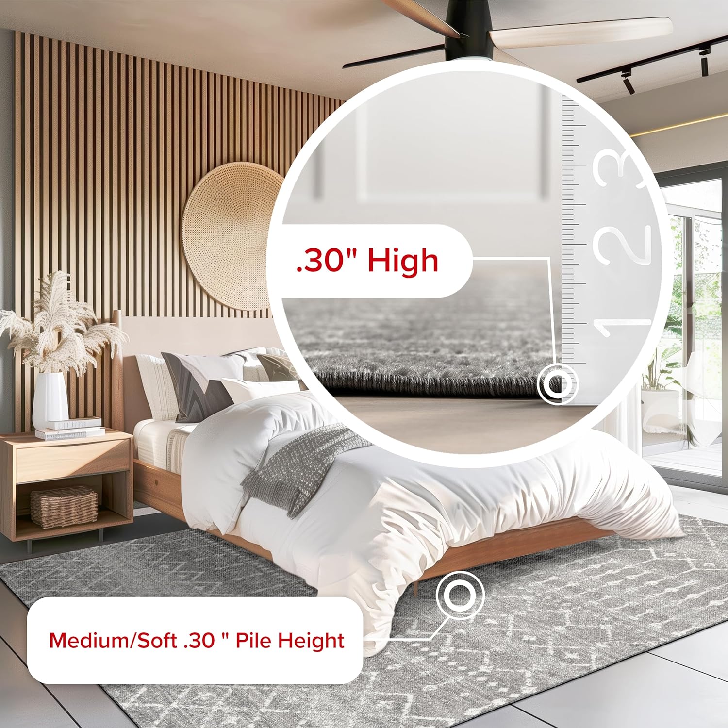 Alfombra decorativa Blythe marroquí, 2 'x 3', gris oscuro