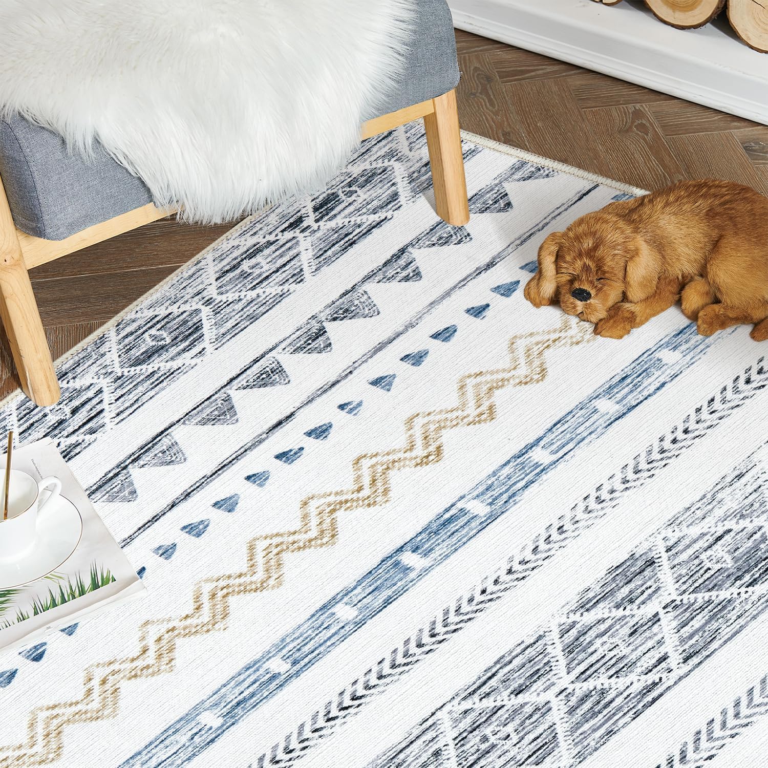 jinchan Alfombra marroquí de pasillo de 2 x 5 pies, ultrafina, lavable,...