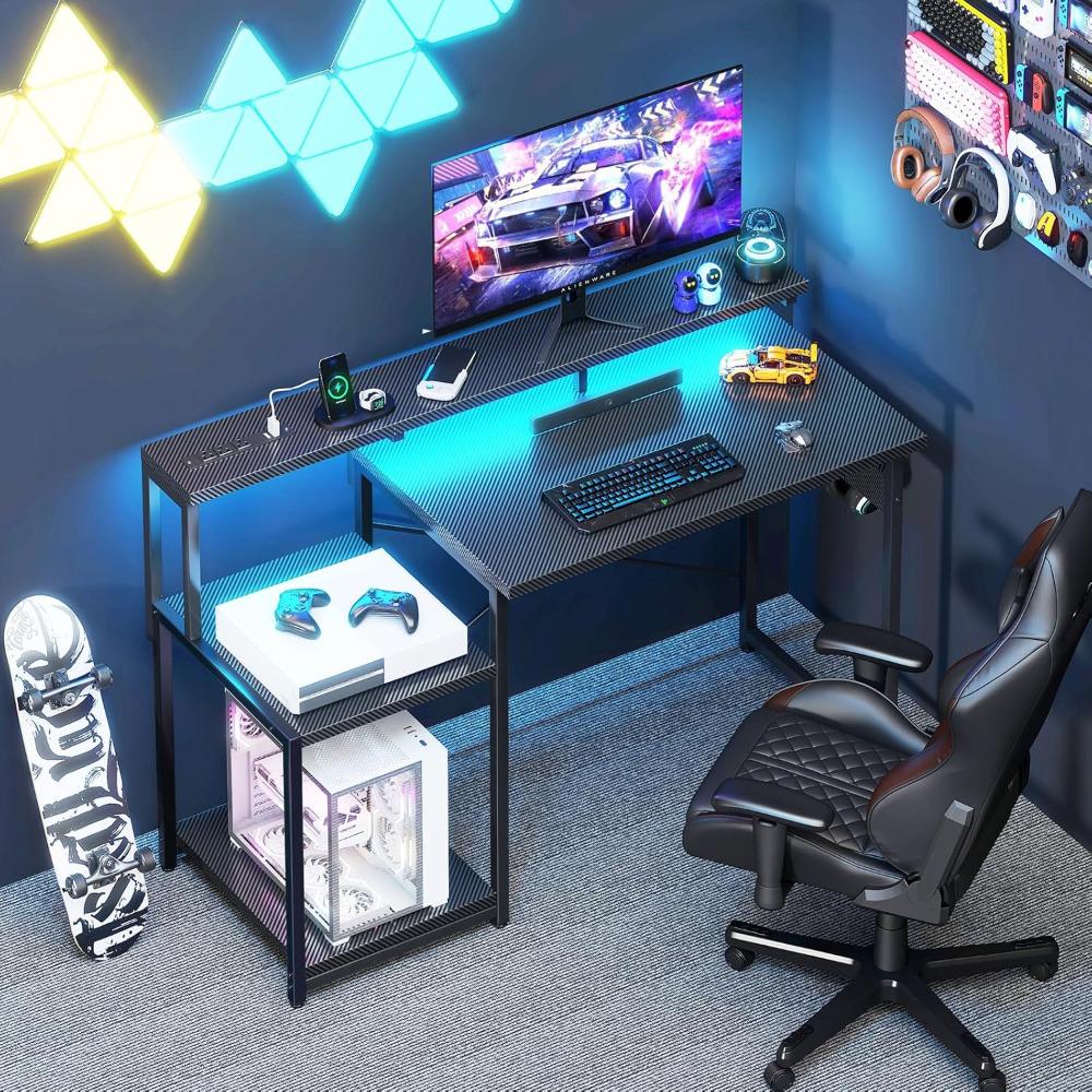Escritorio Para Computadora, Escritorio Para Juegos De 48 Pulgadas Con Luces LED,AODK,Negro