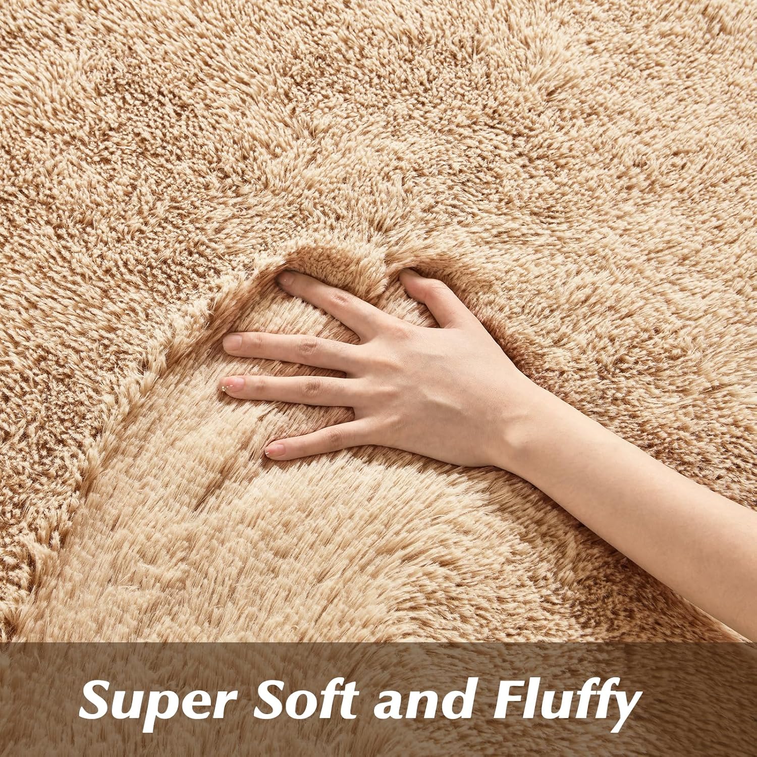 Lascpt Alfombra de pelo largo súper suave para sala de estar, alfombra beige de...