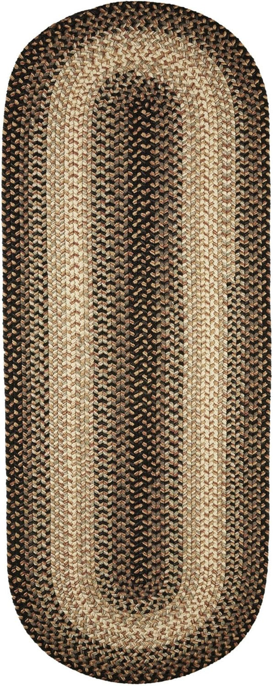 Super Area Rugs Alfombra trenzada ovalada de 2 x 8 pies, color negrogrisdorado,...