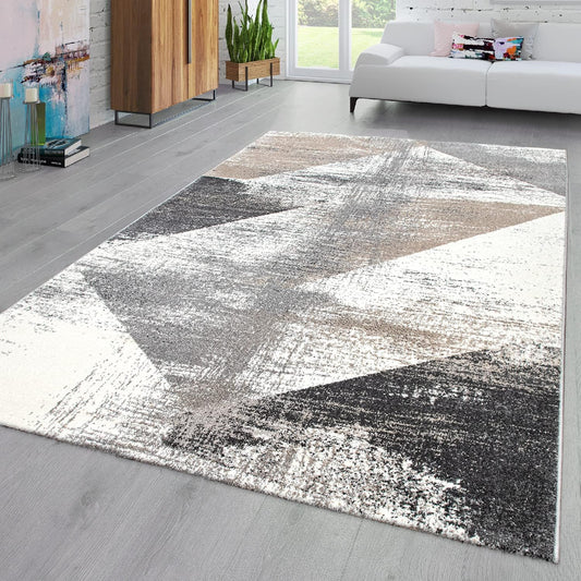 Paco Home Alfombra de área con patrón geométrico abstracto en marrón y gris...