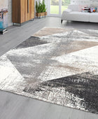 Paco Home Alfombra de área con patrón geométrico abstracto en marrón y gris...