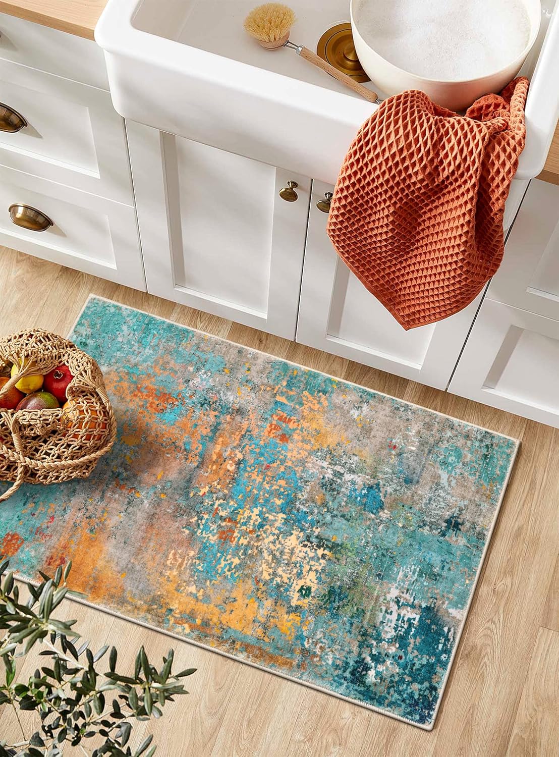 Morebes Alfombra de cocina lavable abstracta de 2 x 3 pulgadas, moderna...