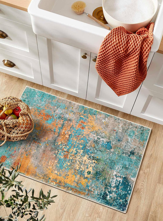 Morebes Alfombra de cocina lavable abstracta de 2 x 3 pulgadas, moderna...