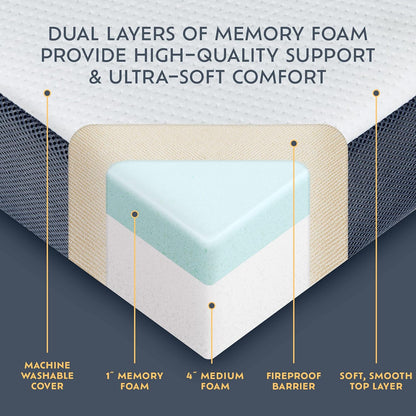 Cama plegable de espuma viscoelástica de 5 pulgadas de alta calidad, colchón